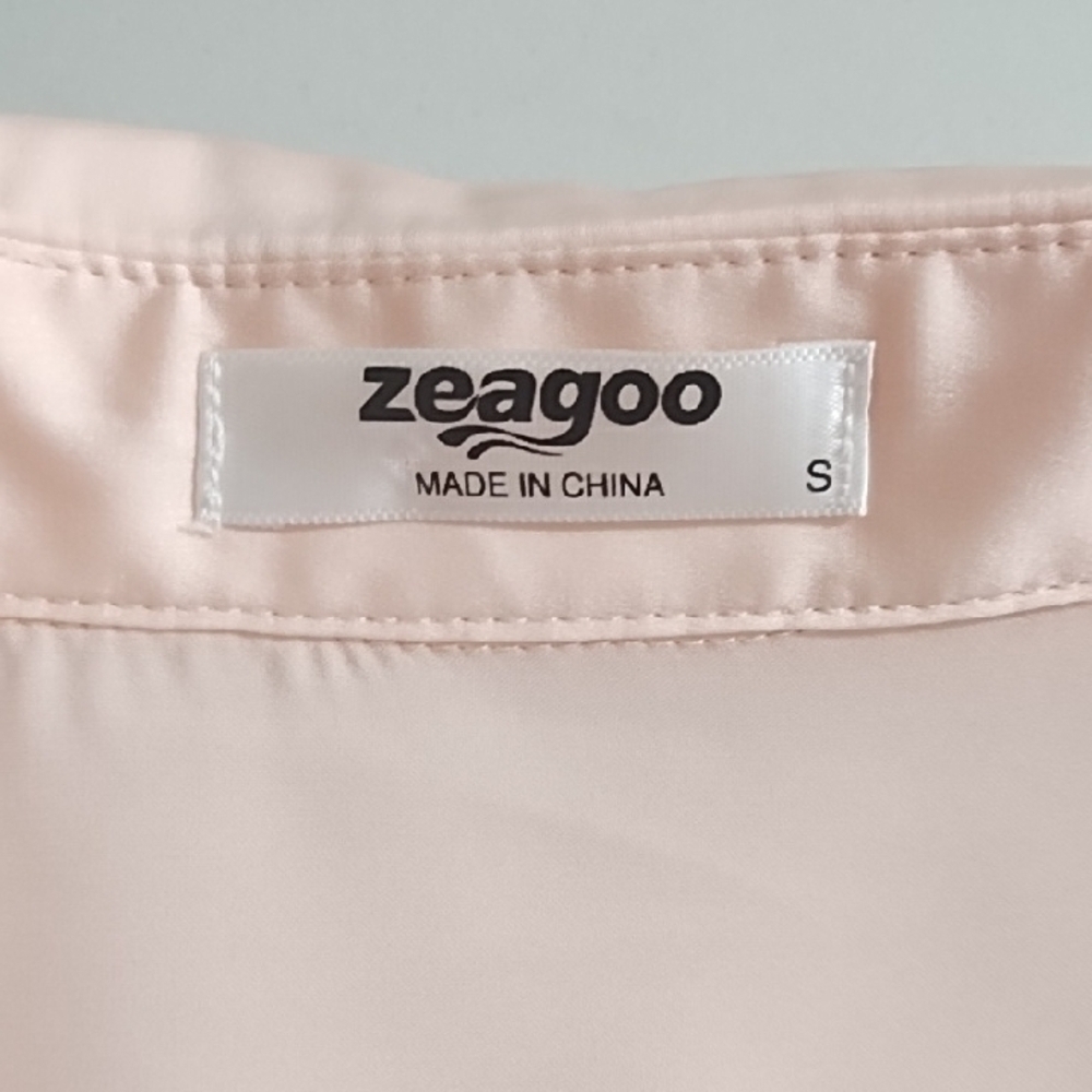Pastel Pink Satin Stretch Blouse Quiet Luxury - Picture 8 of 11